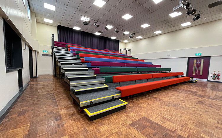Large hall with tiered seating in Leicester